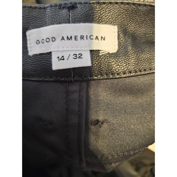 Good American sz 14 black faux Leather Good Boy Side Slit Pants WP148 - Picture 12 of 12